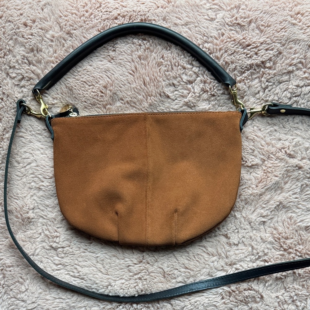 Clare V. Petit Moyen Messenger Bag Chestnut Suede - Picture 5 of 8